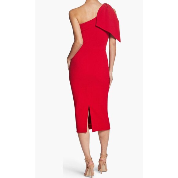 Dress The Population Tiffany One-Shoulder Midi Dress Garnet Red Size XL NWT - Picture 3 of 16